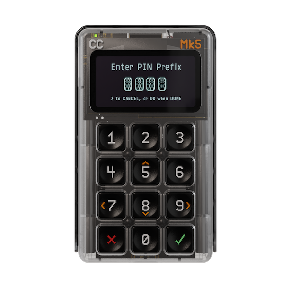 COLDCARD Mk5 showing PIN entry screen