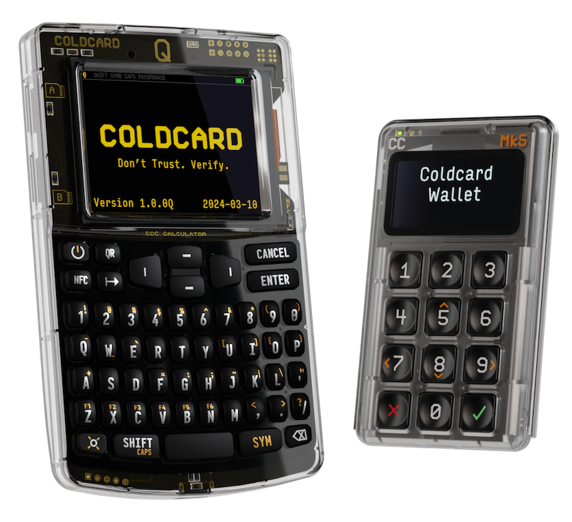 COLDCARD Q and COLDCARD Mk5 side by side